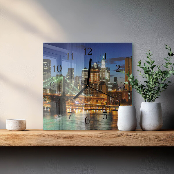 Vierkante glazen wandklok Horizon