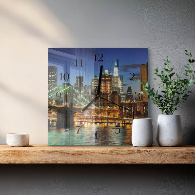 Vierkante glazen wandklok Horizon