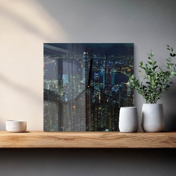 Vierkante glazen wandklok Horizon