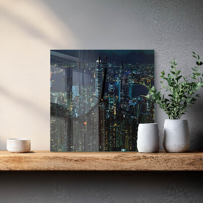 Vierkante glazen wandklok Horizon