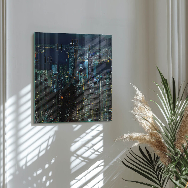 Vierkante glazen wandklok Horizon