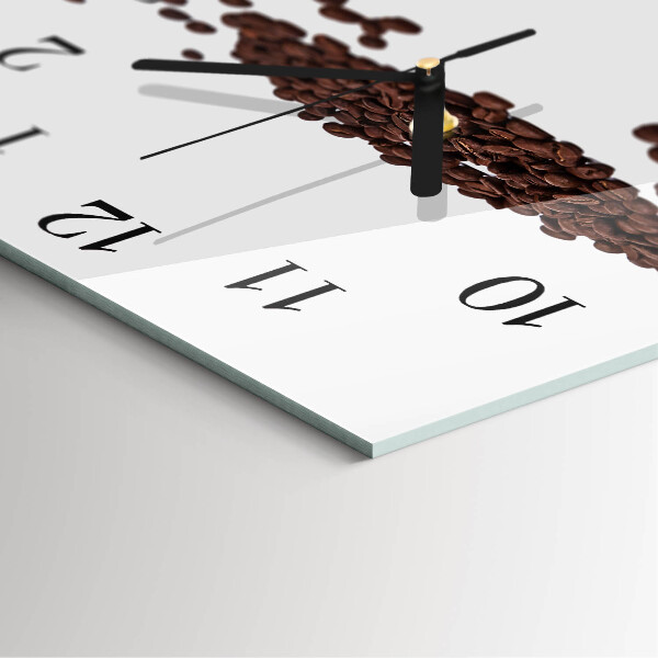 Vierkante glazen wandklok Koffiebonen
