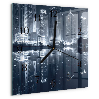 Vierkante glazen wandklok Horizon