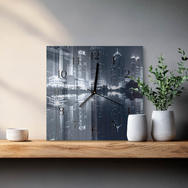 Vierkante glazen wandklok Horizon