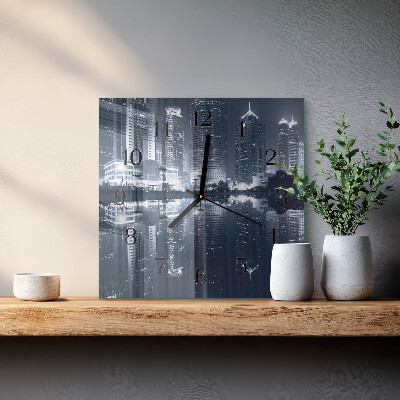 Vierkante glazen wandklok Horizon