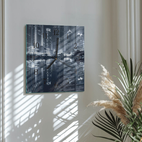 Vierkante glazen wandklok Horizon