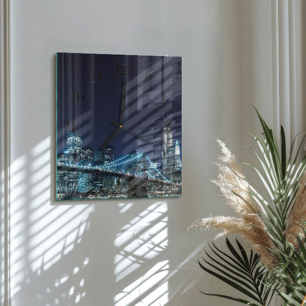 Vierkante glazen wandklok Horizon