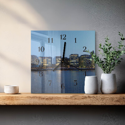 Vierkante glazen wandklok Horizon