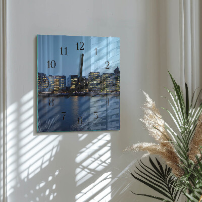 Vierkante glazen wandklok Horizon