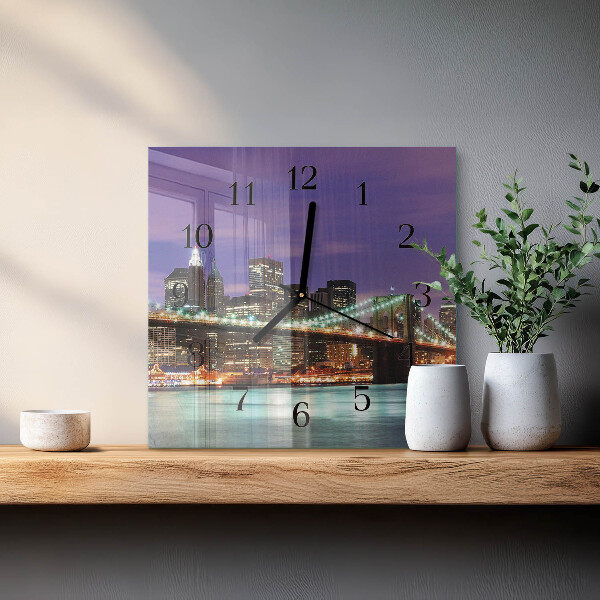 Vierkante glazen wandklok Horizonbrug