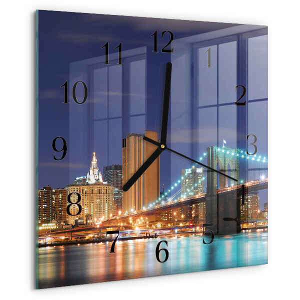 Vierkante glazen wandklok Horizontale brug