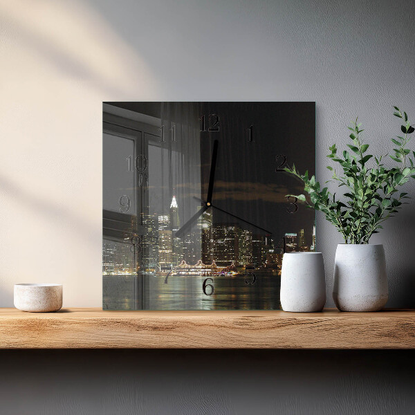 Vierkante glazen wandklok Horizon