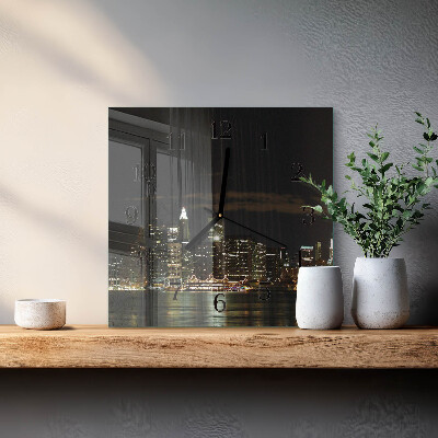 Vierkante glazen wandklok Horizon