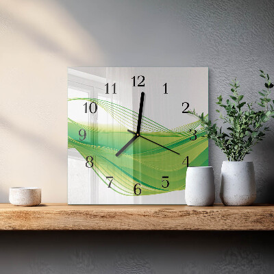 Vierkante glazen wandklok Abstracte lijnen