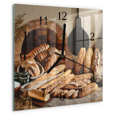 Vierkante glazen wandklok Brood