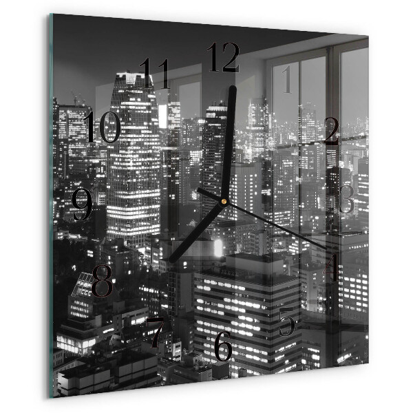 Vierkante glazen wandklok Horizon
