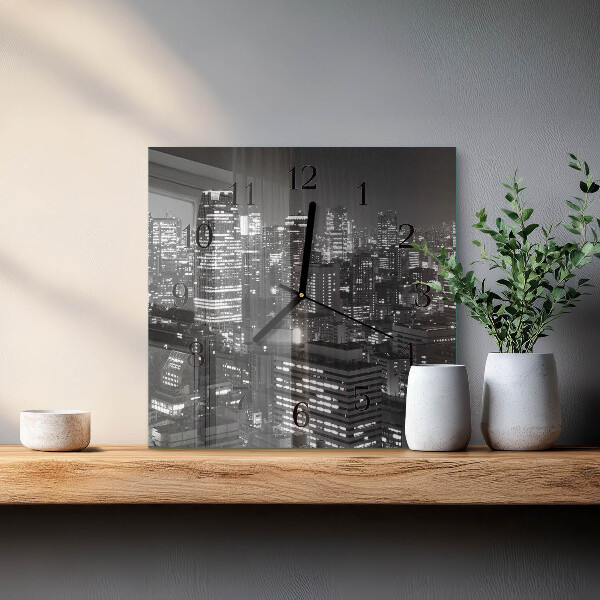 Vierkante glazen wandklok Horizon