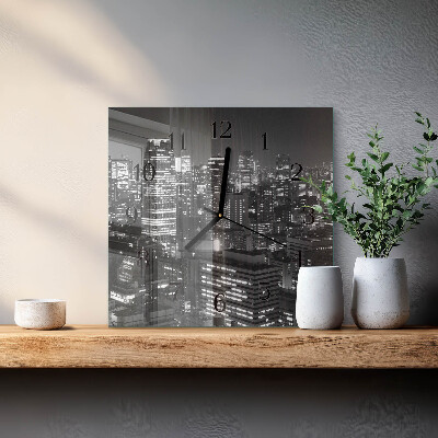 Vierkante glazen wandklok Horizon