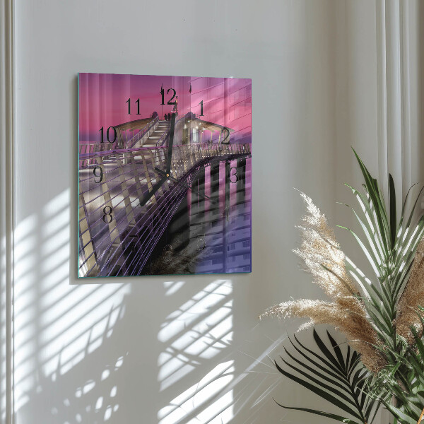 Vierkante glazen wandklok Pier