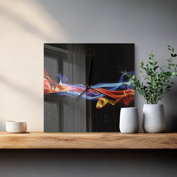 Vierkante glazen wandklok Abstracte rook