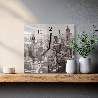 Vierkante glazen wandklok Horizon