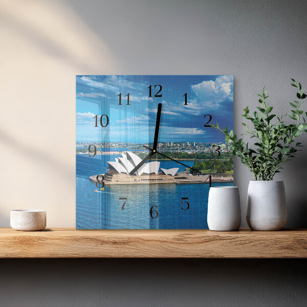 Vierkante glazen wandklok Sydney Opera House