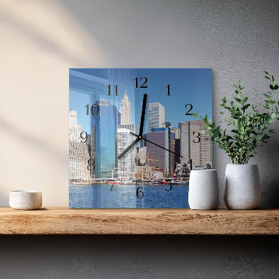 Vierkante glazen wandklok Horizon