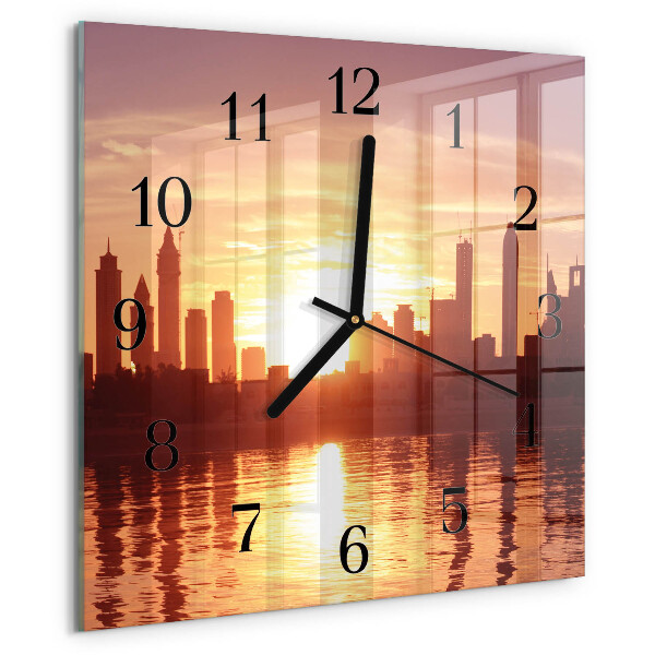 Vierkante glazen wandklok Horizon