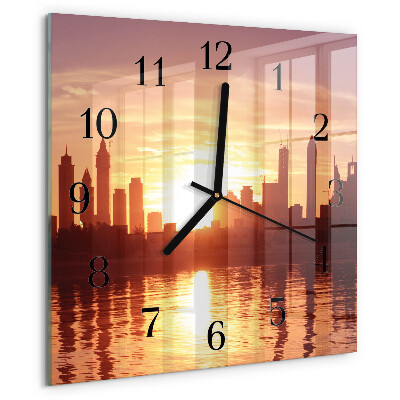 Vierkante glazen wandklok Horizon