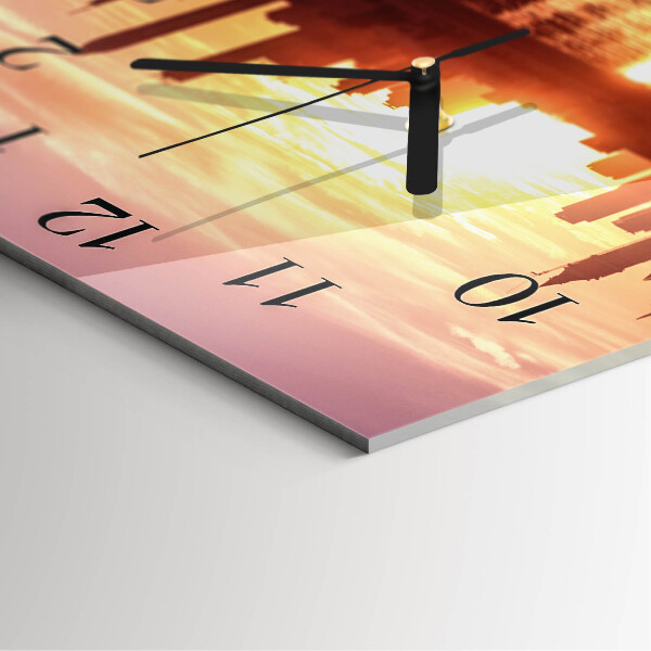 Vierkante glazen wandklok Horizon
