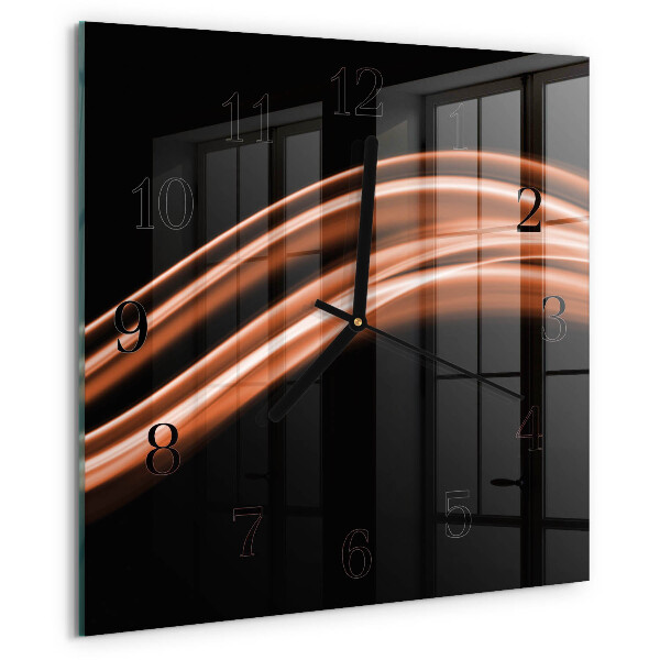 Vierkante glazen wandklok Abstracte lijnen