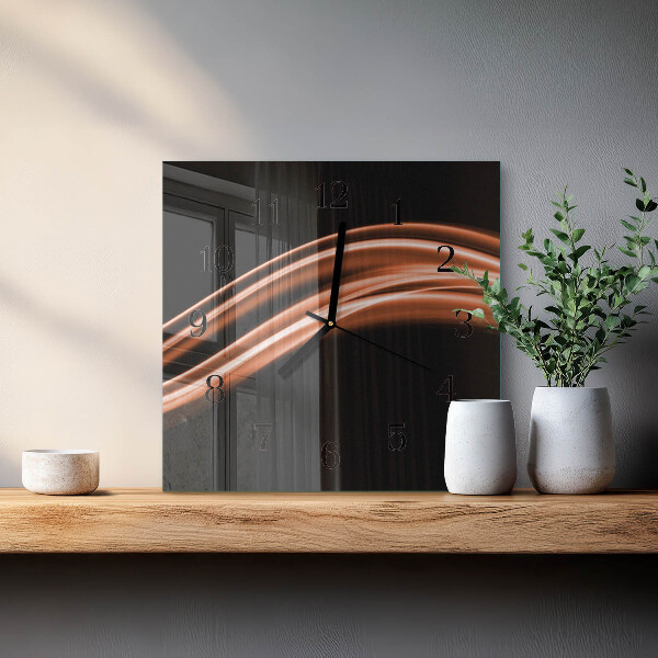 Vierkante glazen wandklok Abstracte lijnen