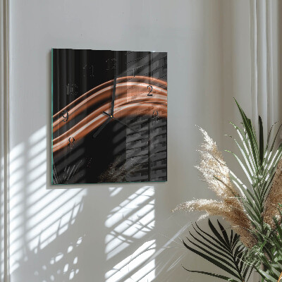Vierkante glazen wandklok Abstracte lijnen