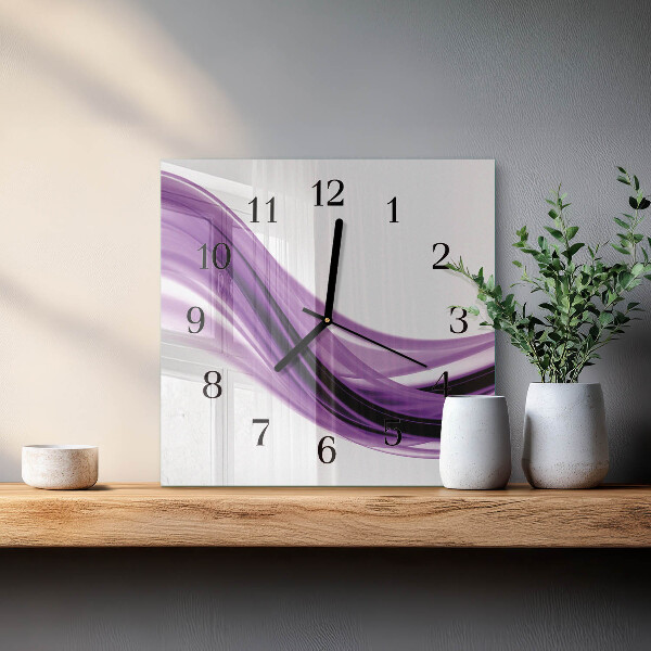 Vierkante glazen wandklok Abstracte kunst