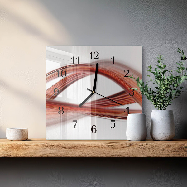 Vierkante glazen wandklok Abstracte lijnen