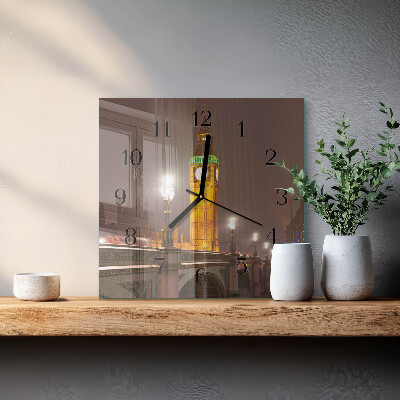 Vierkante glazen wandklok Big Ben