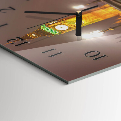 Vierkante glazen wandklok Big Ben