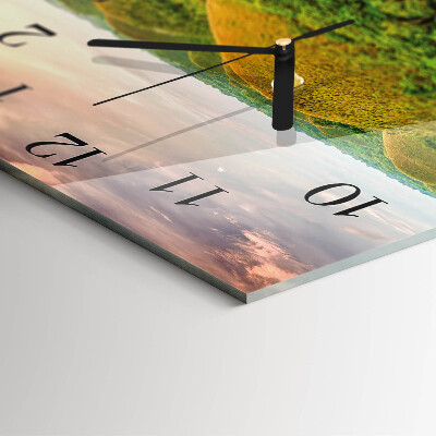 Vierkante glazen wandklok Landschap