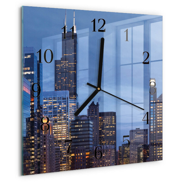Vierkante glazen wandklok Horizon