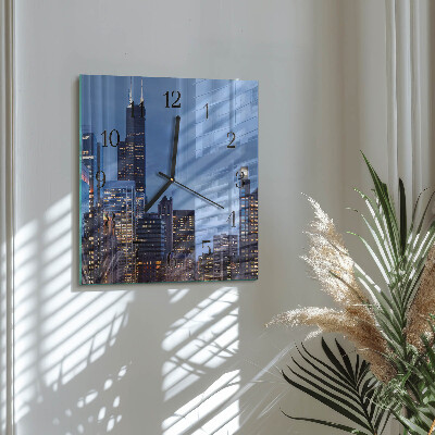 Vierkante glazen wandklok Horizon