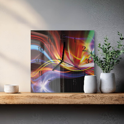 Vierkante glazen wandklok Abstracte kunst