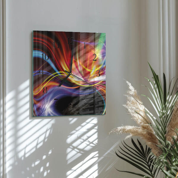 Vierkante glazen wandklok Abstracte kunst