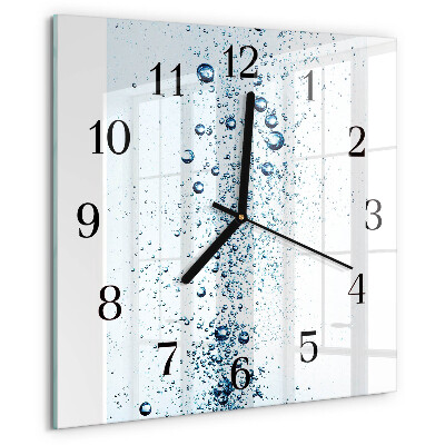 Vierkante glazen wandklok Water