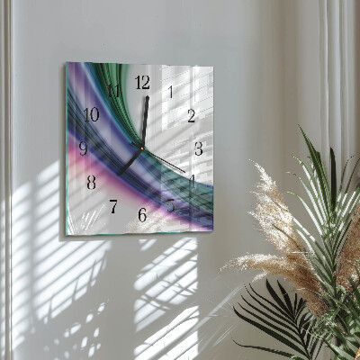 Vierkante glazen wandklok Abstracte lijnen