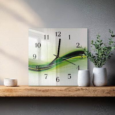 Vierkante glazen wandklok Abstracte lijnen
