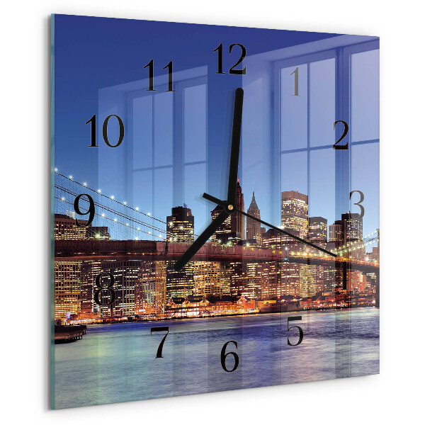 Vierkante glazen wandklok Horizontale brug