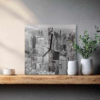 Vierkante glazen wandklok Horizon