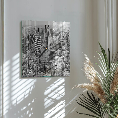 Vierkante glazen wandklok Horizon