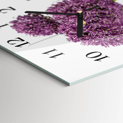 Vierkante glazen wandklok Bloem