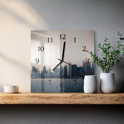 Vierkante glazen wandklok Horizon